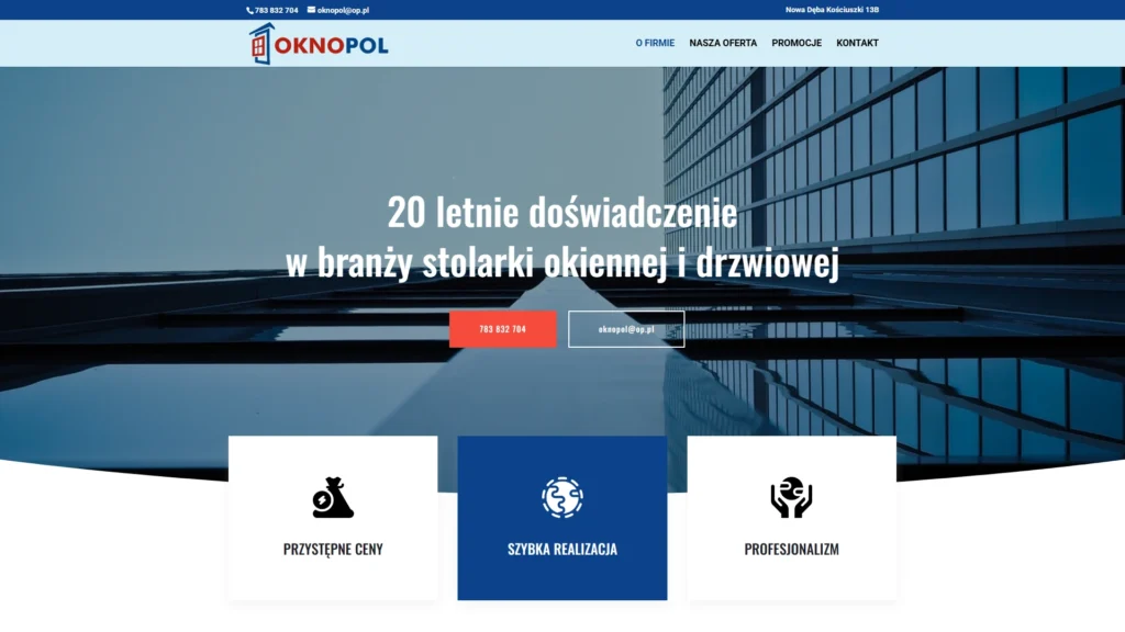 Strona internetowa Oknopolokna.pl - budownictwo, Nowa Dęba