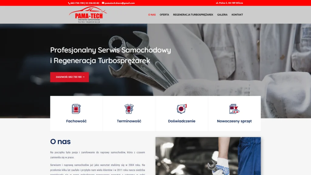 Strona internetowa Pamatech.pl - motoryzacja, Wilcza