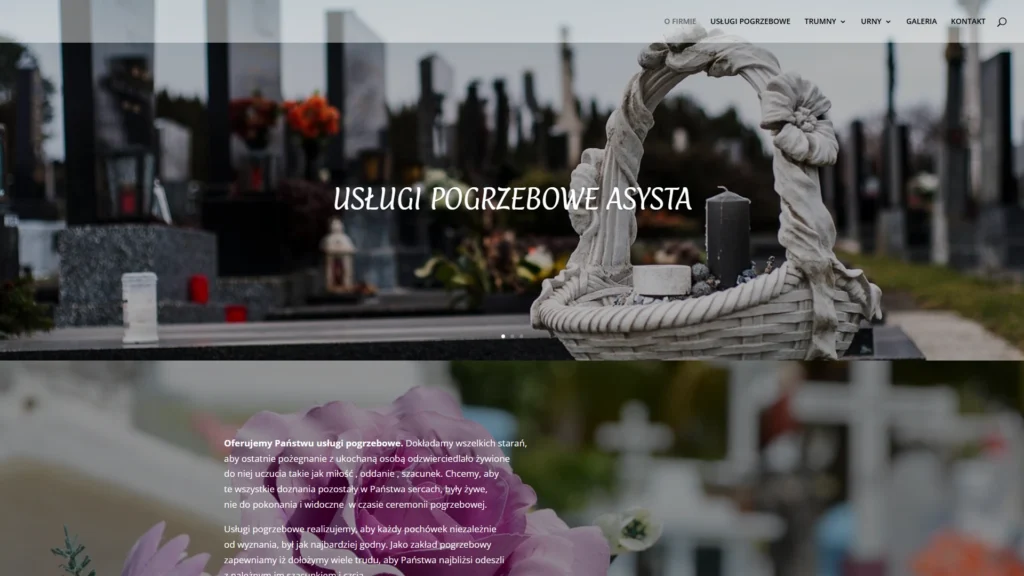 Strona internetowa Pogrzeboweasysta.pl - usługi pogrzebowe