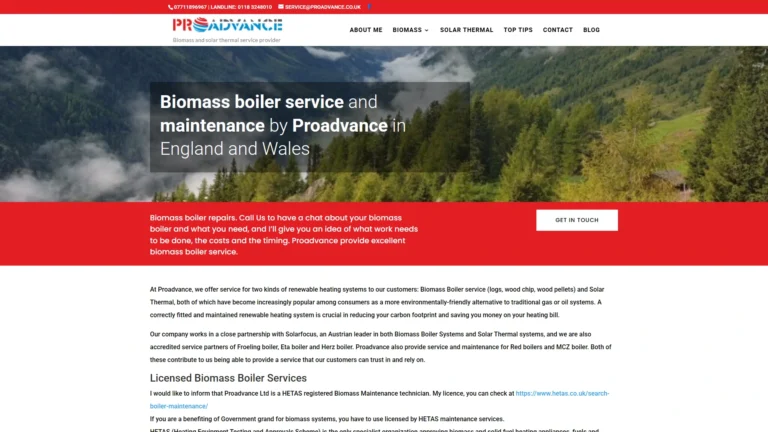 Strona internetowa proadvance.co.uk