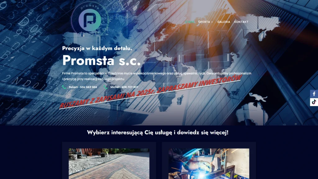 Strona internetowa Promsta.pl - usługi dla domu