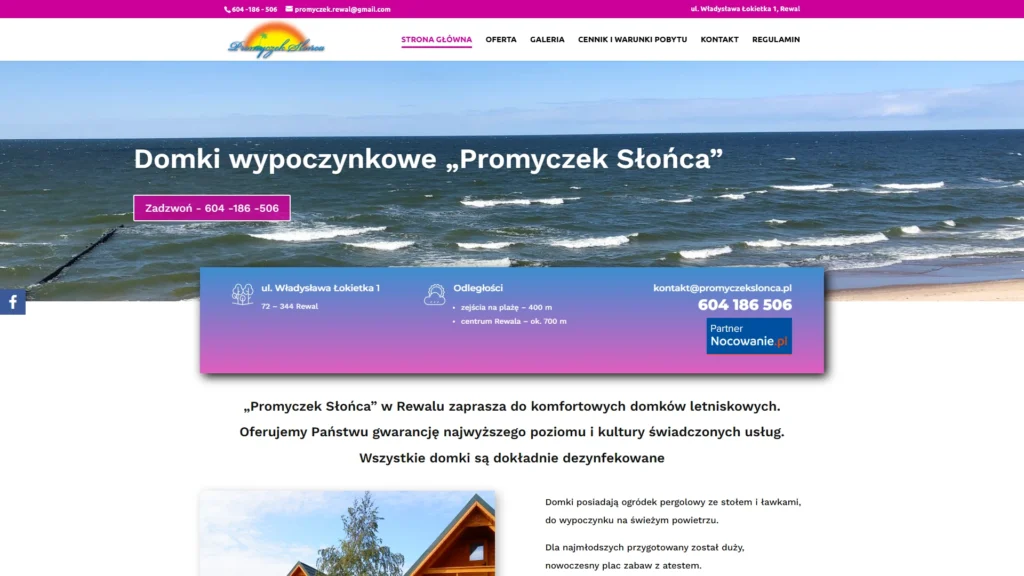 Strona internetowa Promyczekslonca.pl - turystyka, Rewal