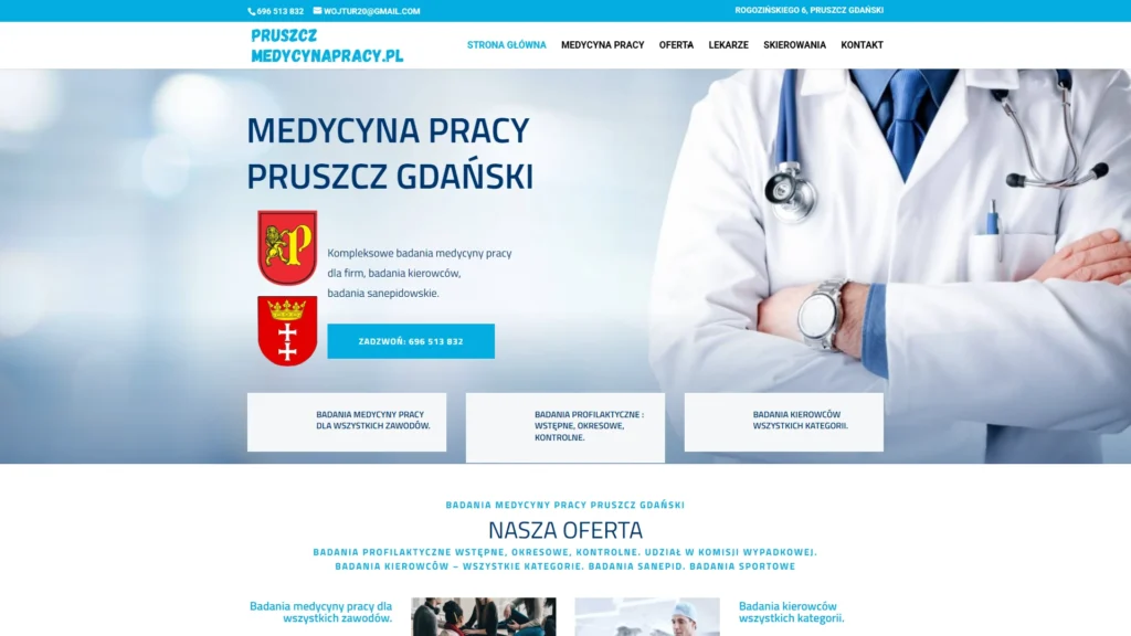 Strona internetowa Pruszczmedycynapracy.pl - medycyna, Pruszcz Gdański