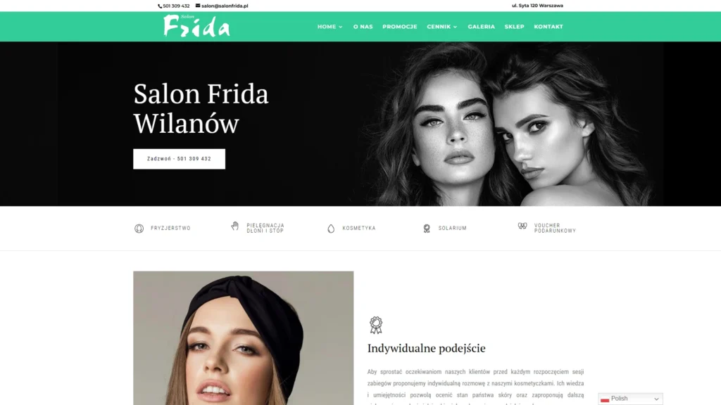 Strona internetowa Salonfrida.pl - uroda, Warszawa