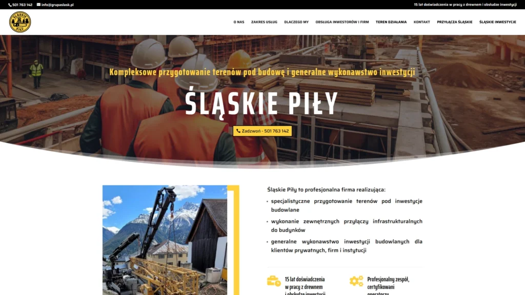 Strona internetowa Slaskiepily.pl - budownictwo, Katowice