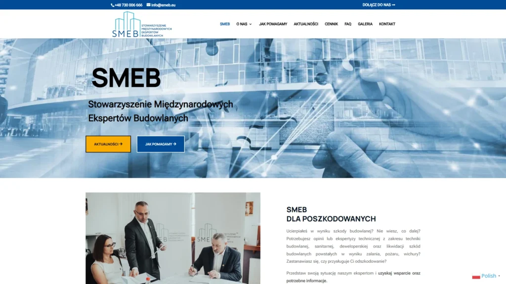Strona internetowa Smeb.eu - budownictwo