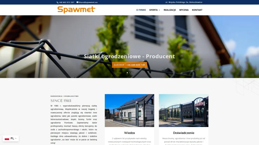 Strona internetowa Spawmet.eu - przemysł, Boleszkowice