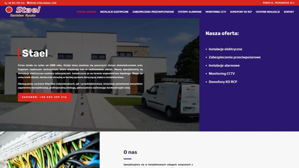 Strona internetowa Stael.pl - usługi dla domu, Rybnik