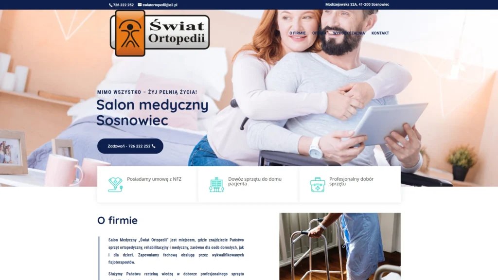Strona internetowa Swiatortopedii.com.pl - medycyna, Sosnowiec