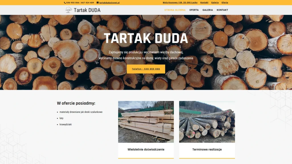 Strona internetowa Tartakduda.pl - przemysł, Łącko