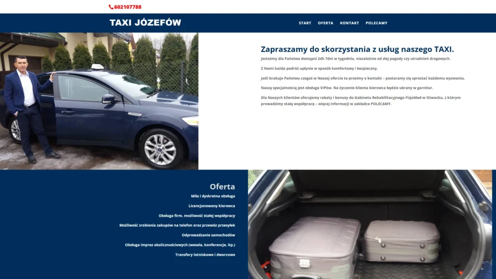Strona internetowa Taxijozefow1.pl - transport, Józefów