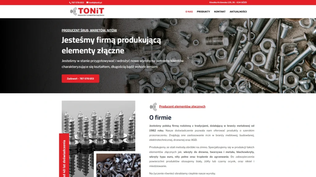 Strona internetowa Tonit.pl - przemysł, Gózd