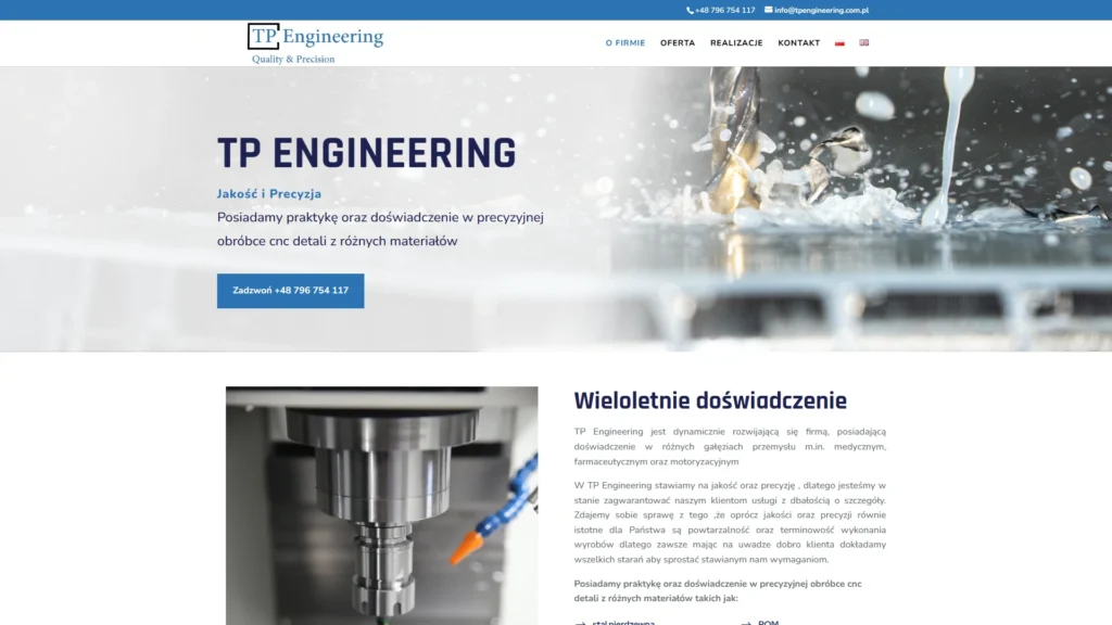 Strona internetowa Tpengineering.com.pl - przemysł