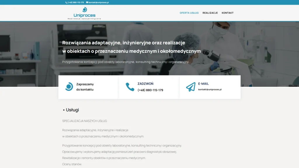 Strona internetowa Uniproces.pl - medycyna