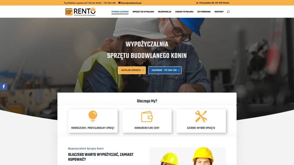 Strona internetowa Wsbrento.pl - wynajem, Konin