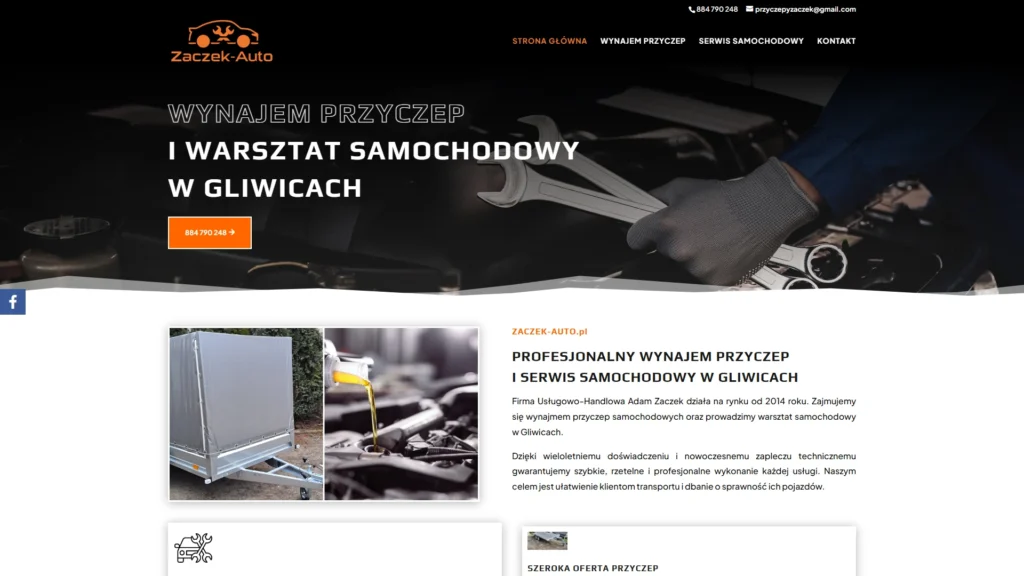 Strona internetowa Zaczekauto.pl - motoryzacja, Gliwice
