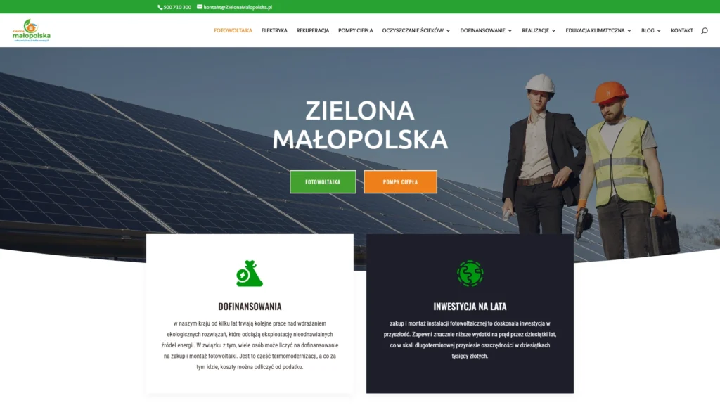 Strona internetowa Zielonamalopolska.pl - energia i oze, Nowy Sącz