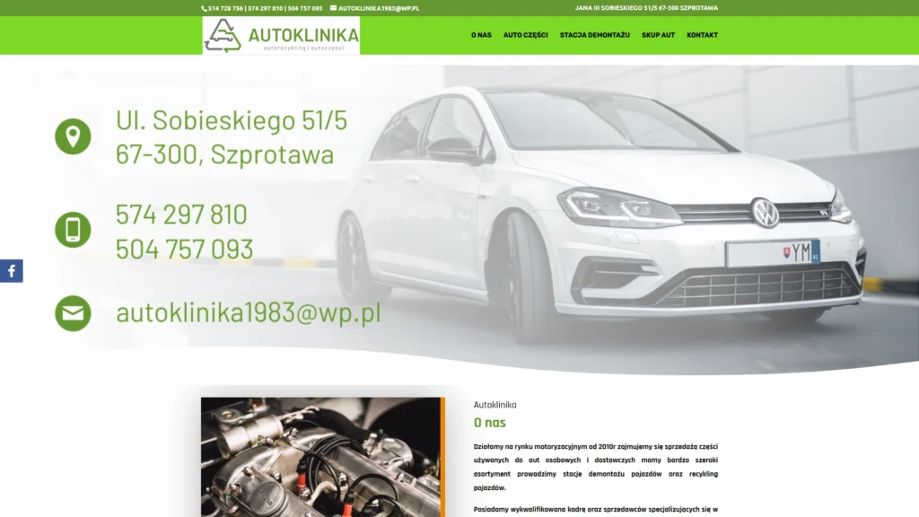 Strona internetowa Zlomujauto.pl - motoryzacja, Szprotawa