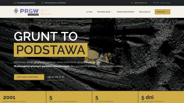 PRGW Południe – Geotechnika Katowice - realizacja Arlek.pl
